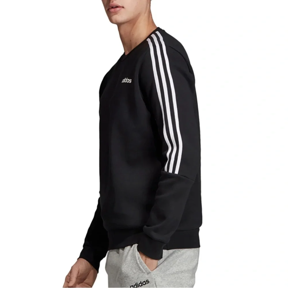 Adidas M CREW 3Stripe Black Regular Fit Sweatshirt